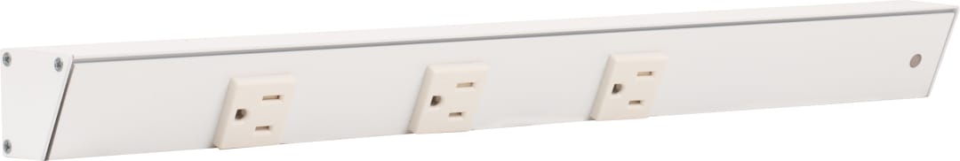 18" White APT Angle Power Strip, white receptacles, right wire entry