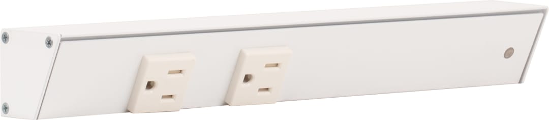 12" White APT Angle Power Strip, white receptacles, right wire entry