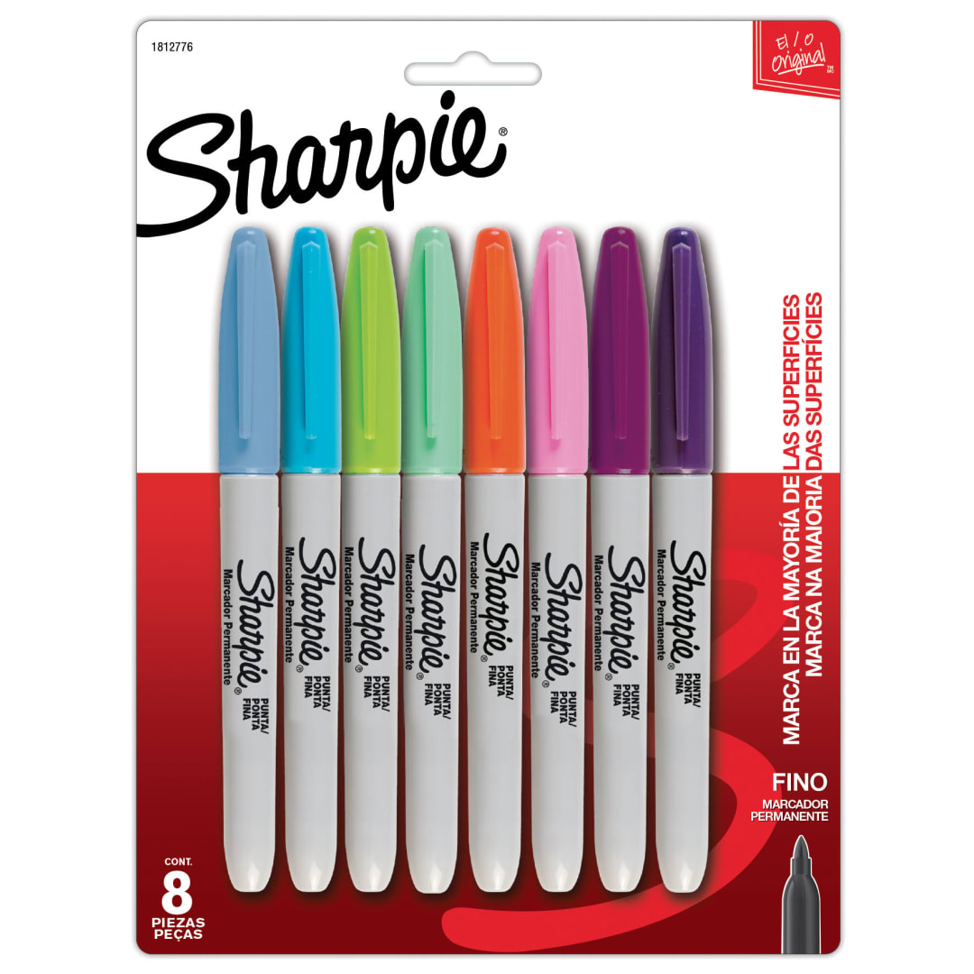 Sharpie Marcadores Permanentes, Punta Fina, Surtidos, 8 Piezas, 1812776