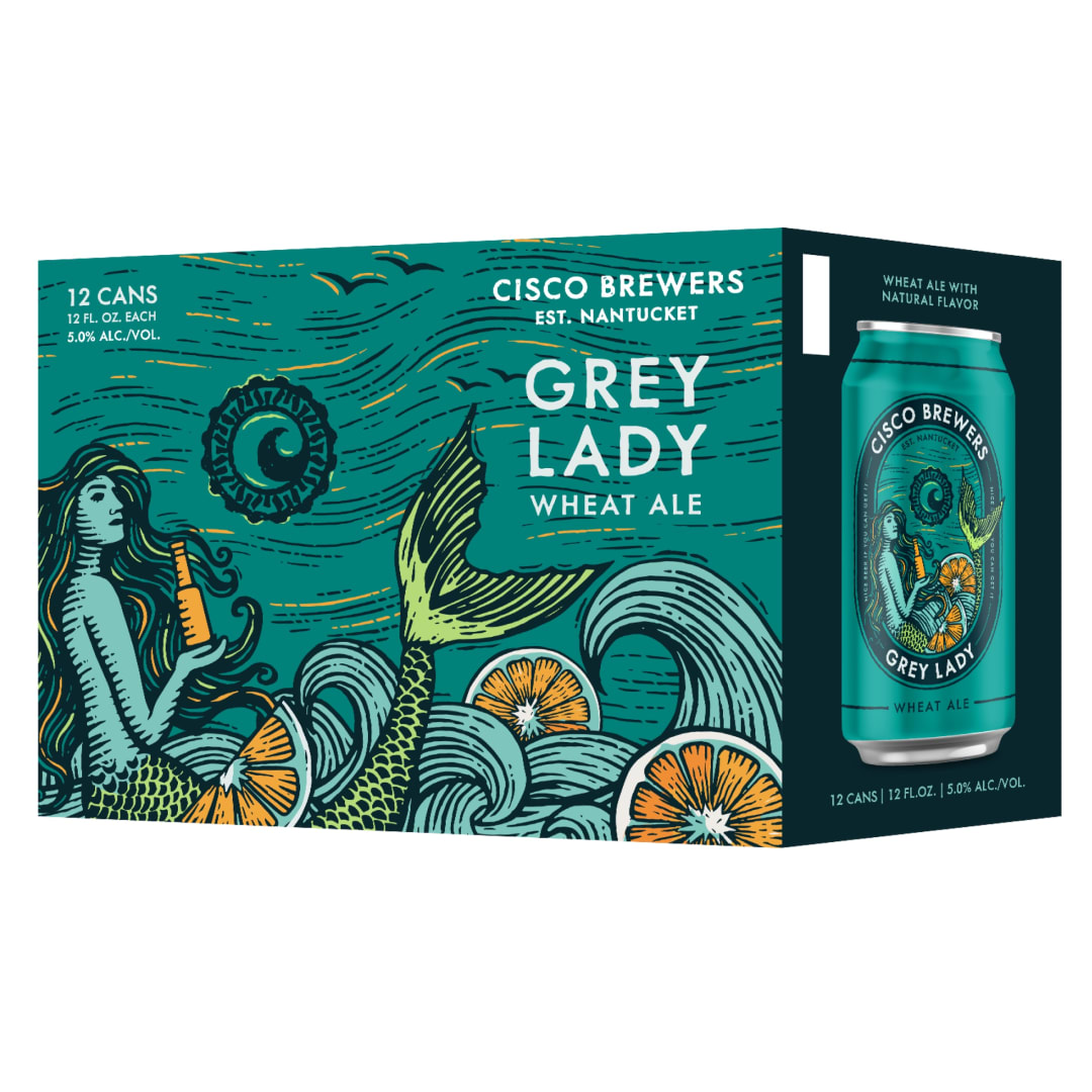 Cisco Brewers Grey Lady Wheat Ale Craft Beer, 12 Pack, 12 fl oz Cans, 5.0% ABV