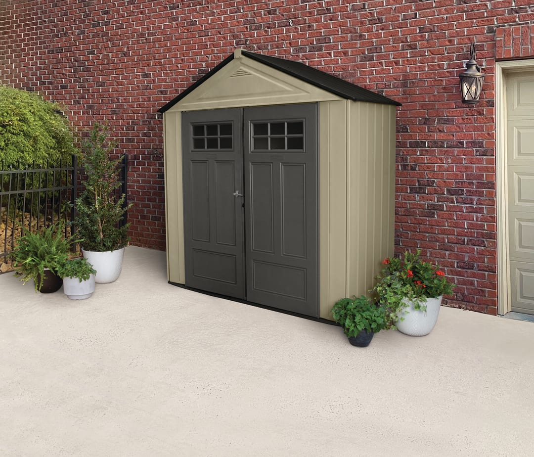 Rubbermaid Roughneck 7'x3'5" Storage Shed, Faint Maple (Tan/Brown)