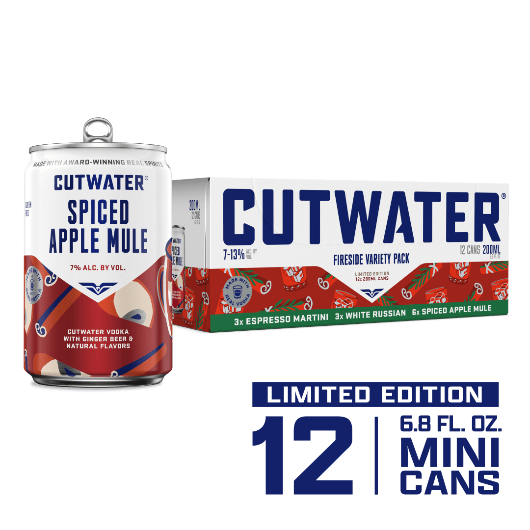 Cutwater Fireside Variety 12 Pack 200ml Cans - Espresso Martini, White Russian, Spiced Apple Mule Vodka