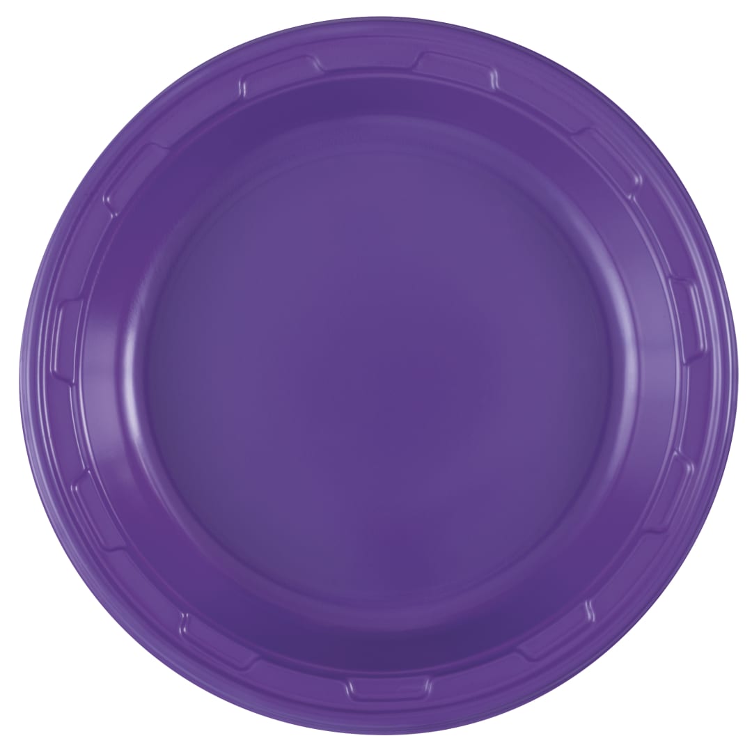 Neon Purple Solid Round 7" Plastic Dessert Plates, 50ct