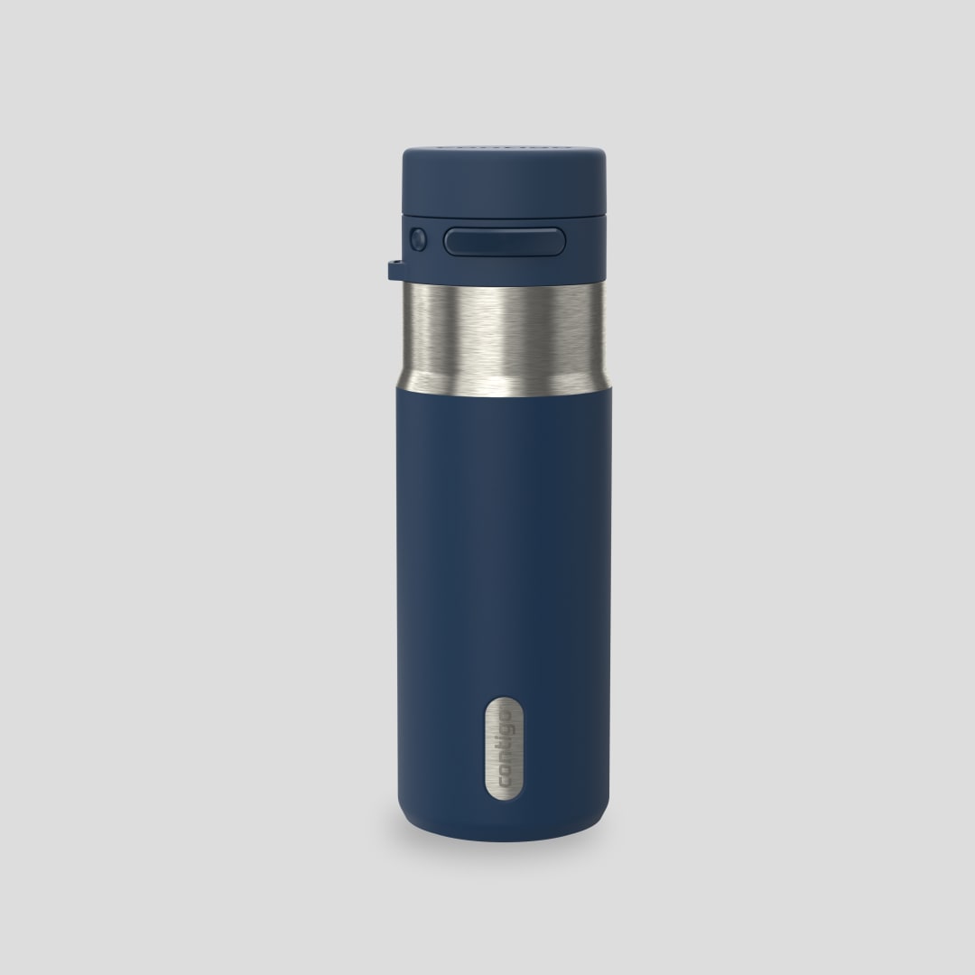 Contigo AutoPop 532 ml Botella de Agua de Acero Inoxidable con Aislamiento y Bola Mezcladora, a Prueba de Fugas