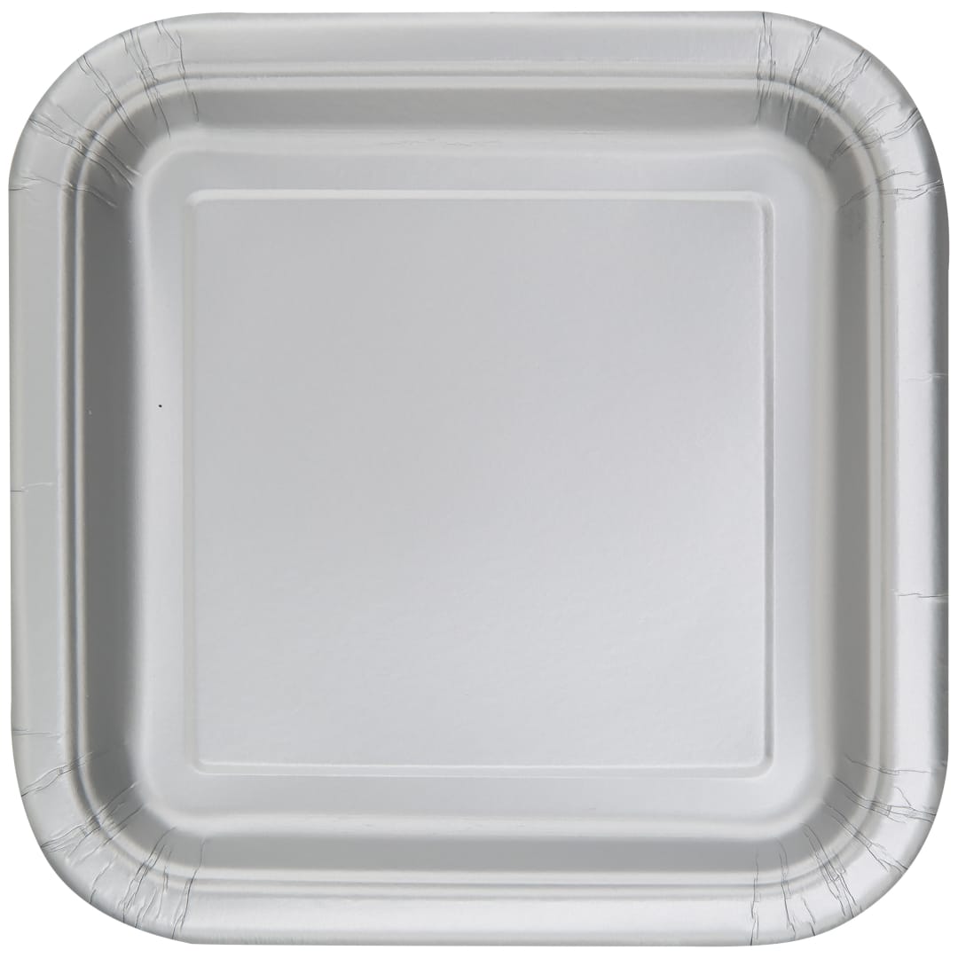 Silver Solid Square 7" Dessert Plates, 16ct