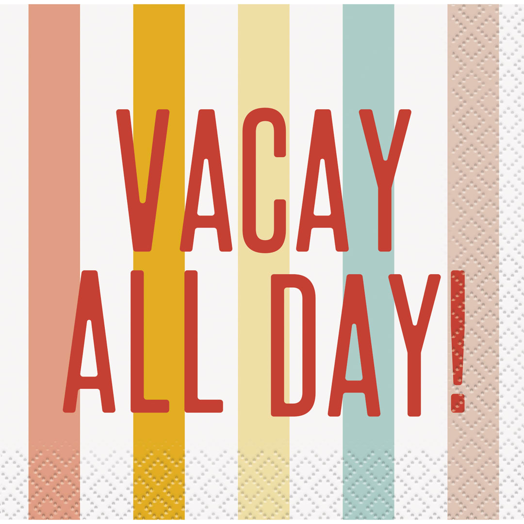 Poolside Summer "Vacay All Day" Beverage Napkins, 16ct