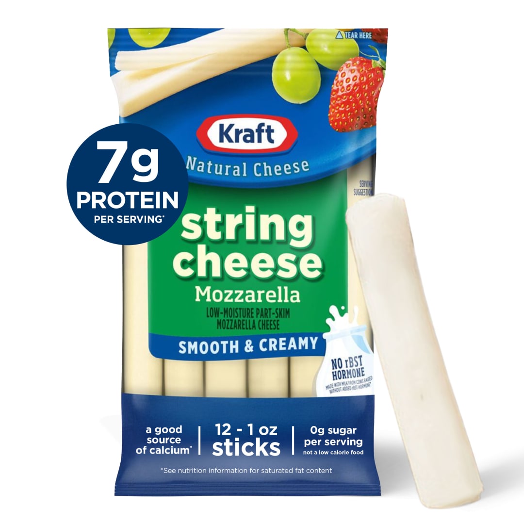 Kraft Natural Mozzarella String Cheese Snacks, 12 Ct Sticks