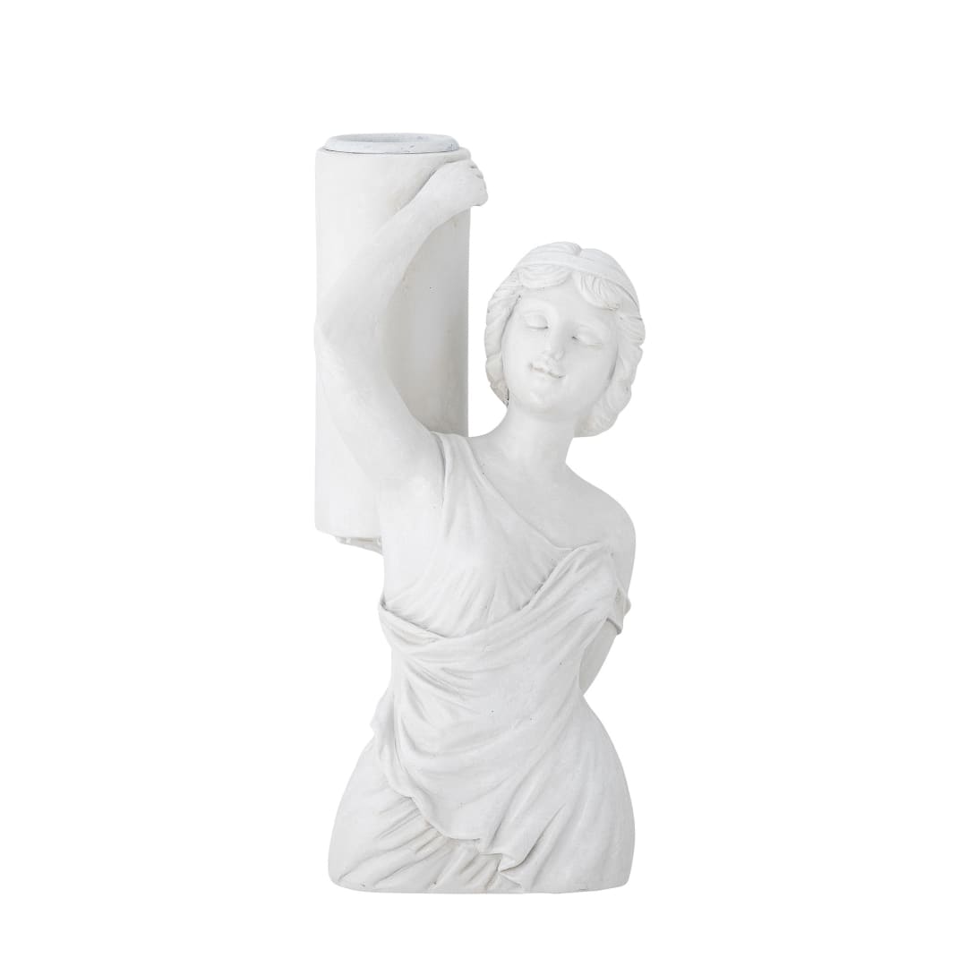 82060414 - Medea Candle Holder, White, Polyresin STOCK: 56