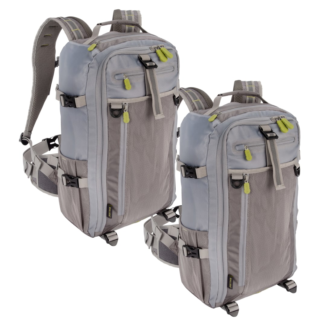 Blue Mesa Fishing Pack, 12"L x 6"W x 20"H, 23.25 liters, 2-Pack, Gray/Lime