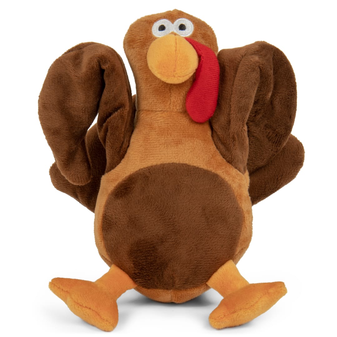 goDog Action Turkey Squeaky Plush Dog Toy With Chew Guard Technology, Brown