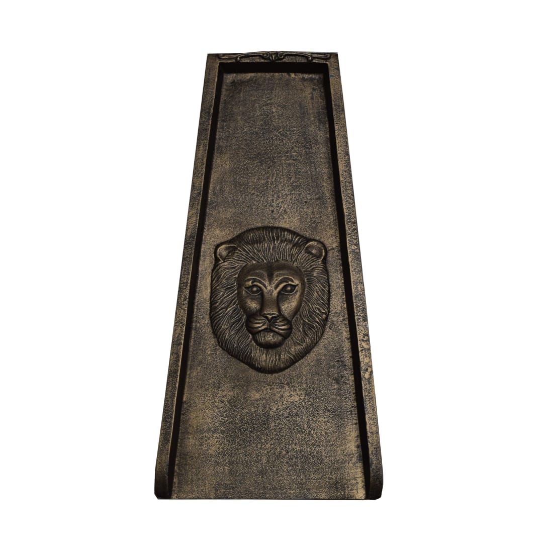 Bronze Lion Cast Aluminum Downspout Gutter 24 in. Splash Block