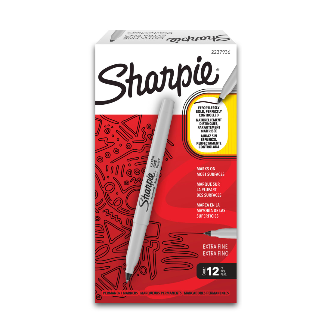 Sharpie Permanent Markers, Water- and Fade-Resistant, Extra Fine Point (0.4mm), Great for Businesses and Home Office, Black, 12 Count