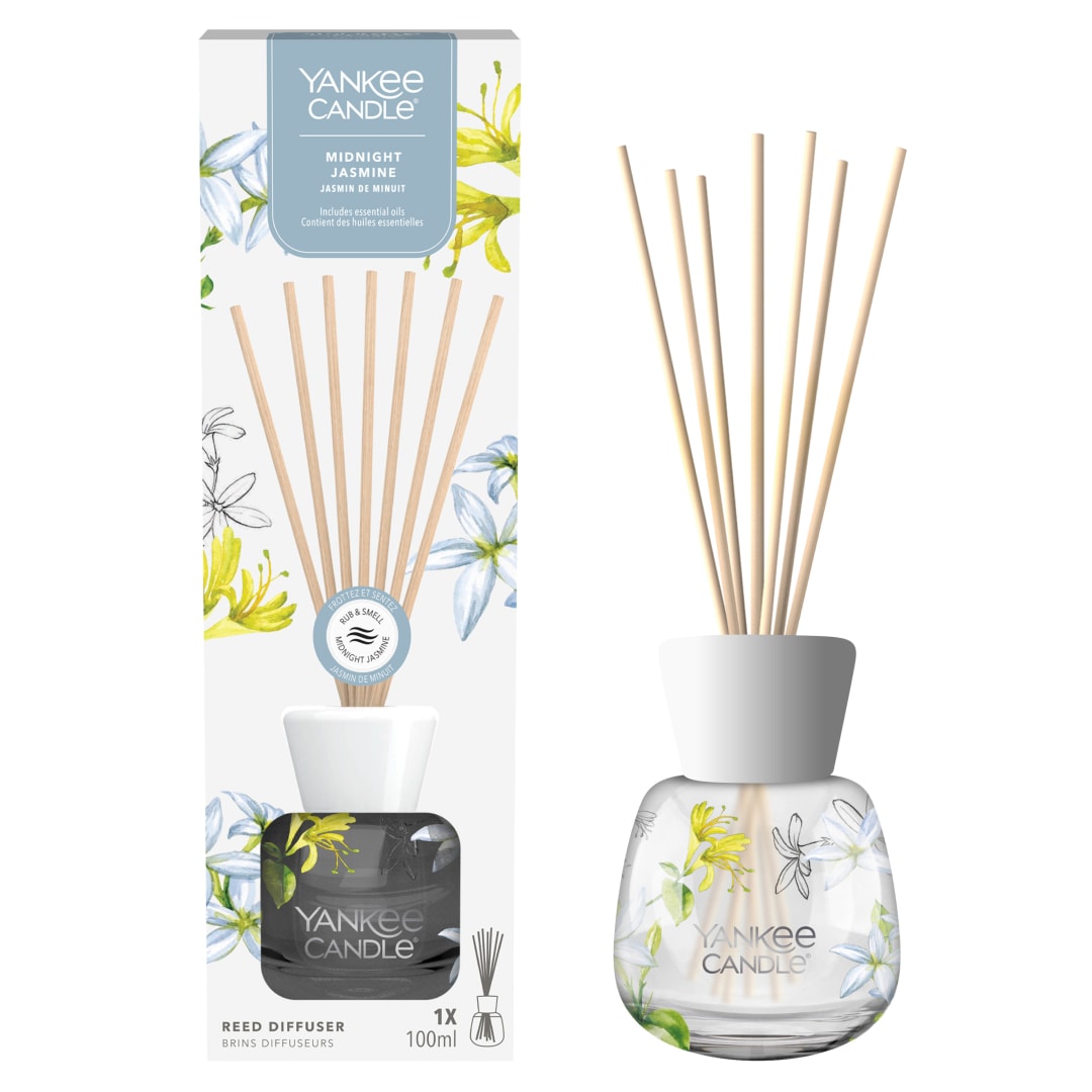 Yankee Candle Signature Difusor de varillas | Midnight Jasmine | 100 ml | hasta 10 semanas de fragancia | Regalos perfectos para mujeres