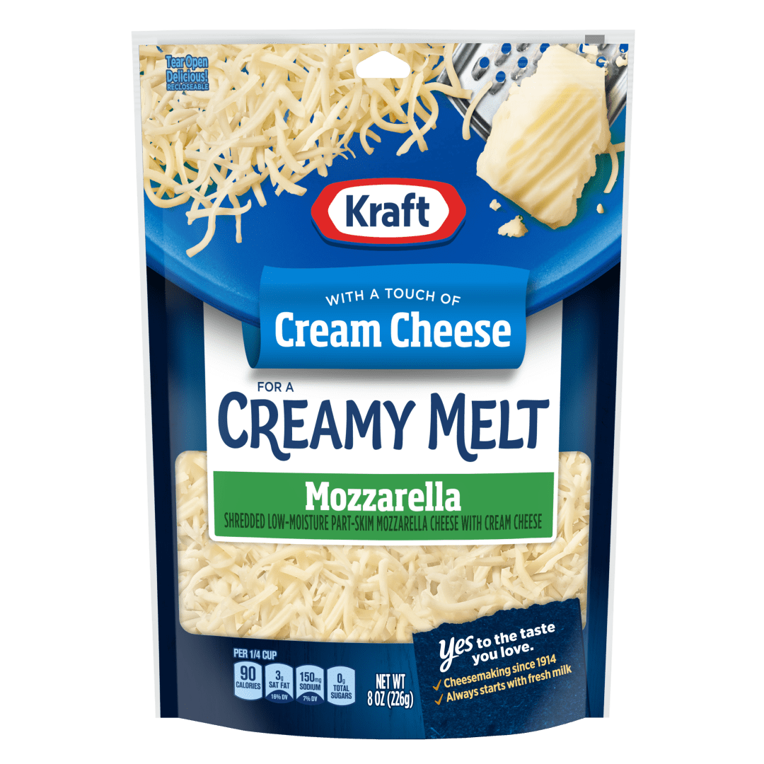 Kraft Natural Creamy Melt Mozzarella Shredded Cheese, 8 oz Bag