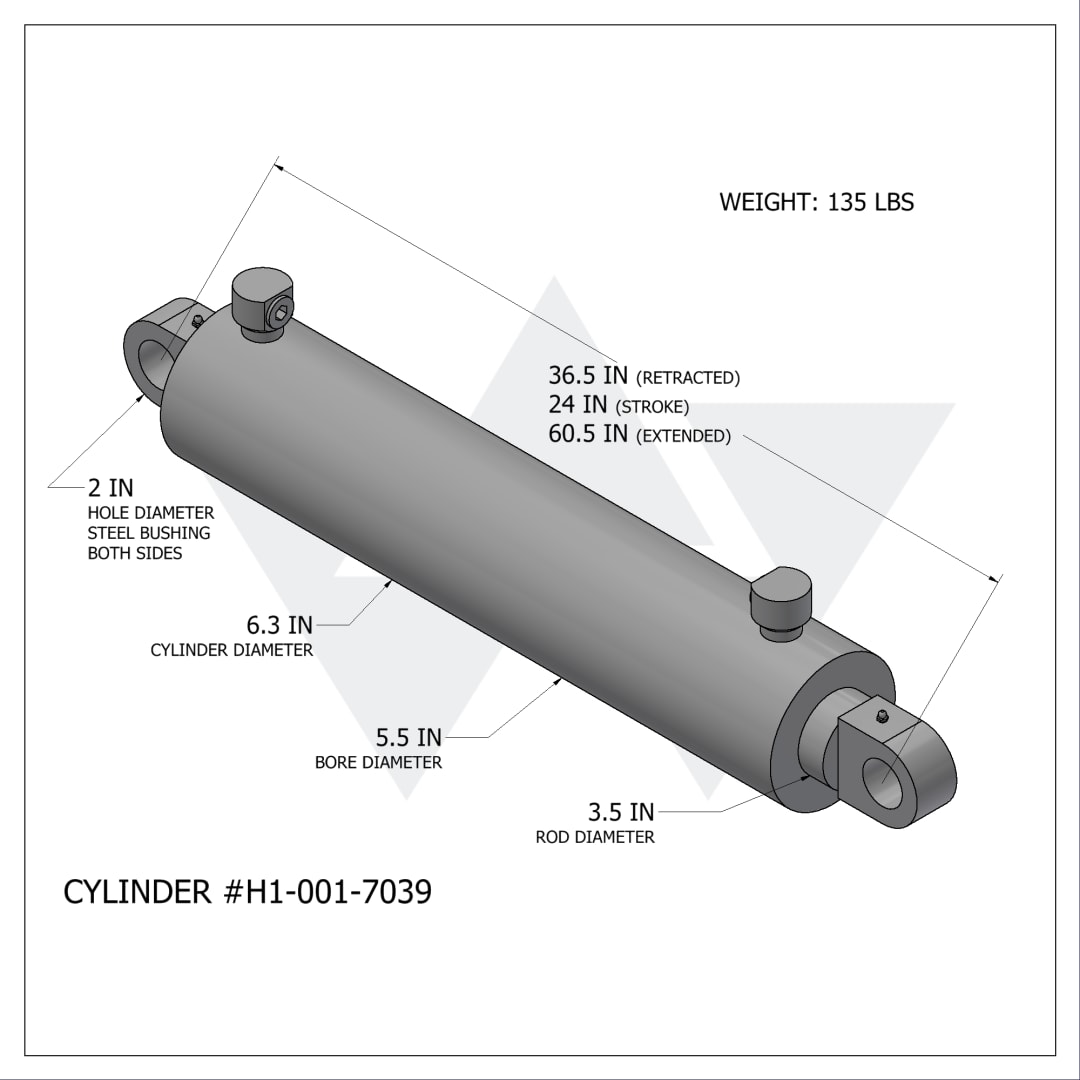 Wastebuilt® Replacement for Heil Blade Cylinder 001-7039, 001-6457 (5.5" X 3.5" X 24")