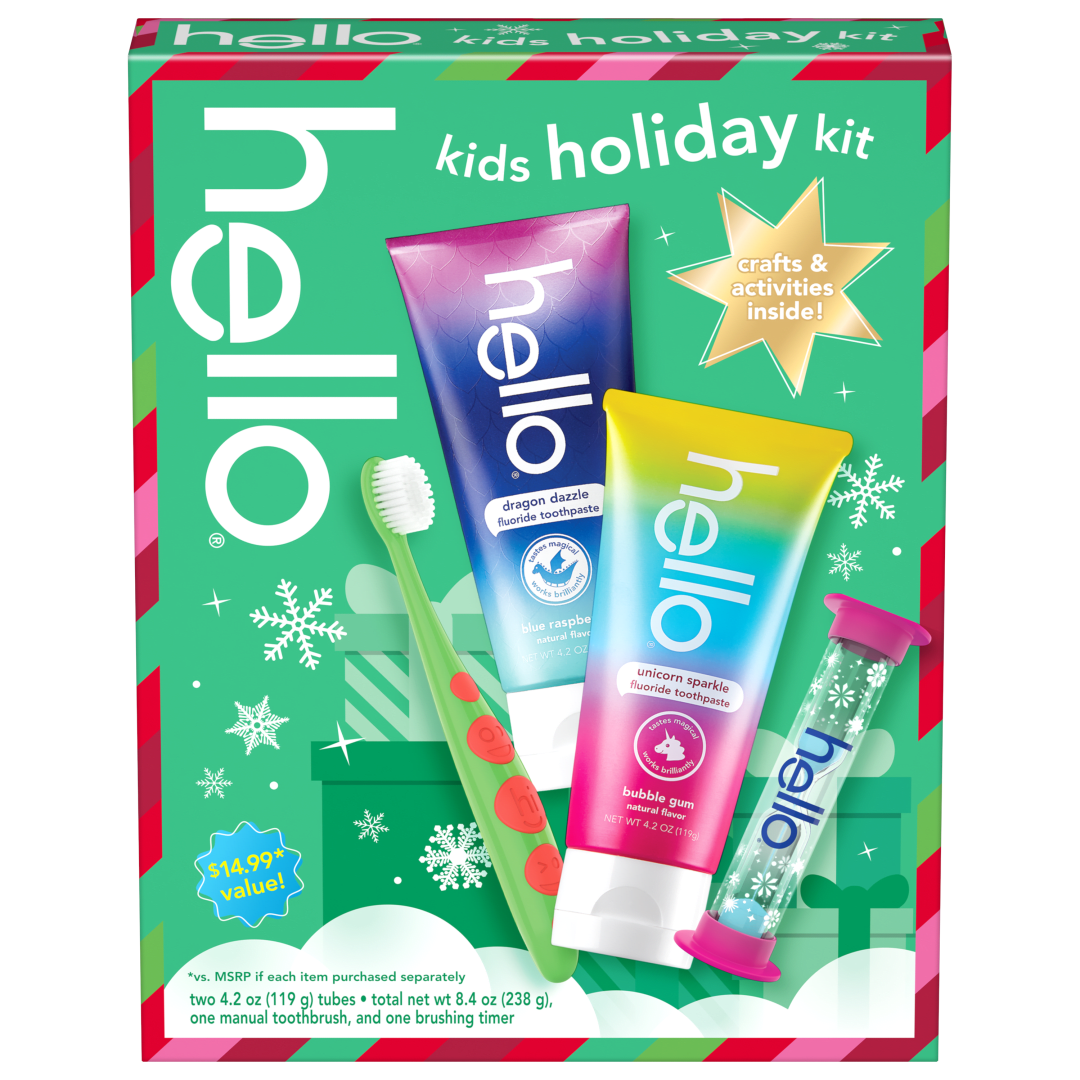 hello Kids Toothbrush and Kids Toothpaste Holiday Gift Set