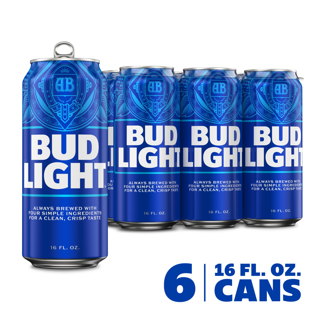 Bud Light Beer Can 6 pack, 16 fl oz Cans