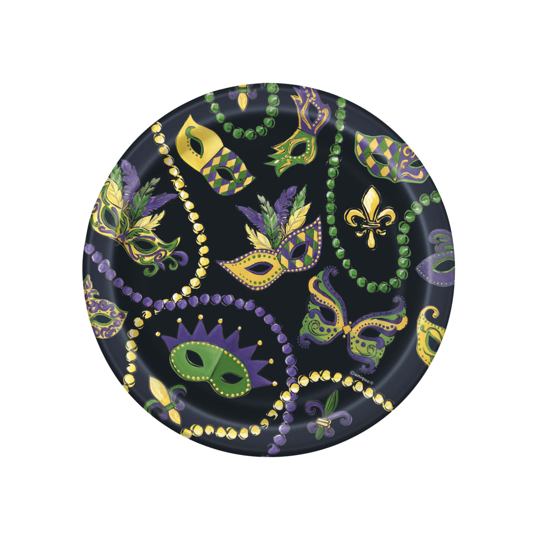 Mardi Gras  Round 7" Dessert Plates, 8ct