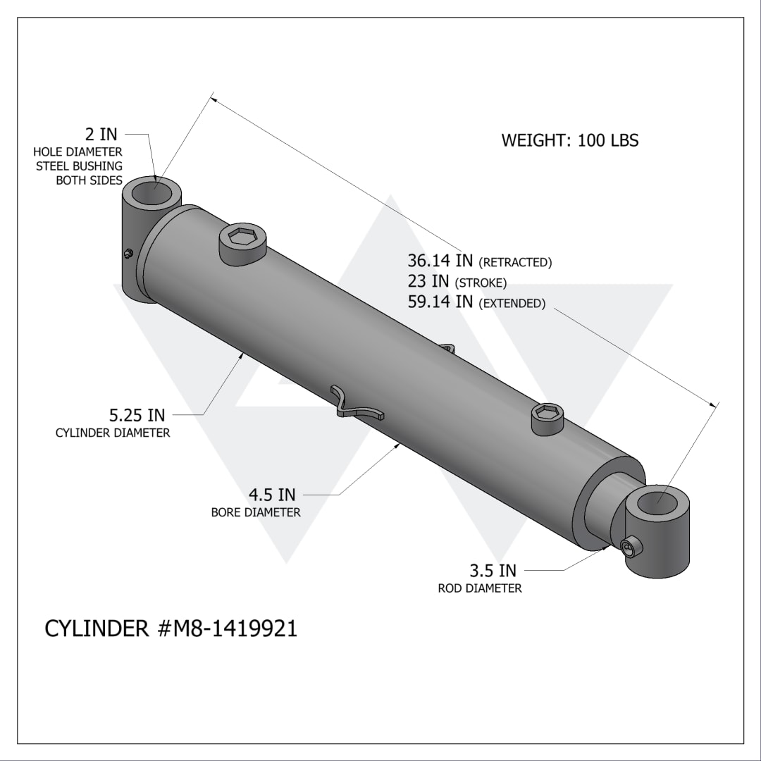 Wastebuilt® Replacement for McNeilus Hydraulic Packer Cylinder (4.5" X 3.5" X 23")
