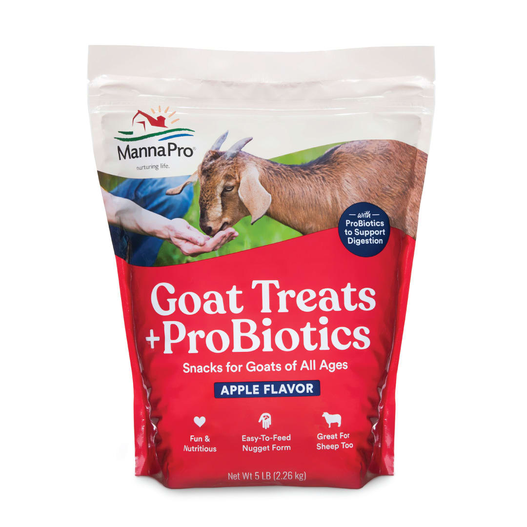 Manna Pro Goat Treats Apple Flavor | Formulated with Probiotics to Support Digestion | Different Types of Goats | 5 Pounds