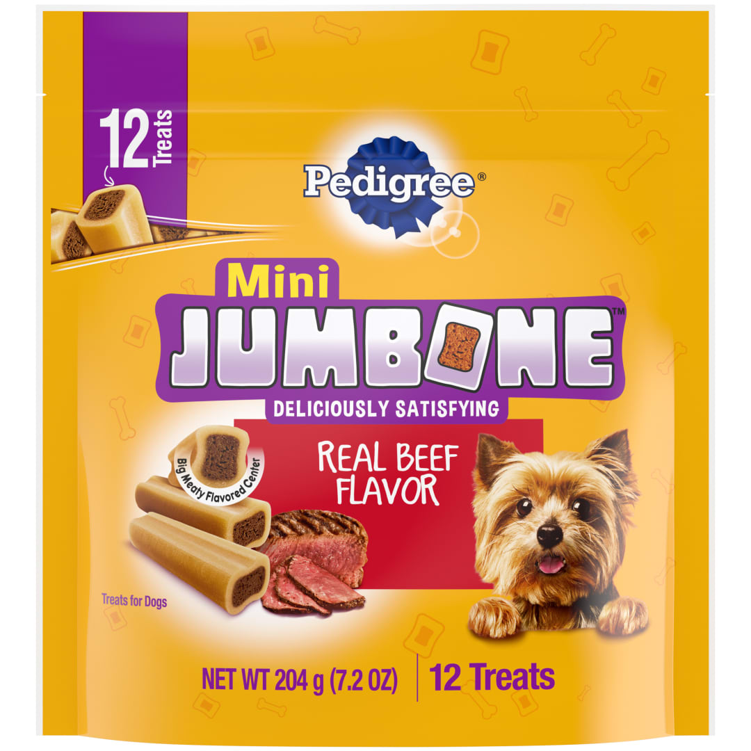 PEDIGREE MINI JUMBONE Small Dog Treats Real Beef Flavor, 7.2 oz. Pack (12 Treats)