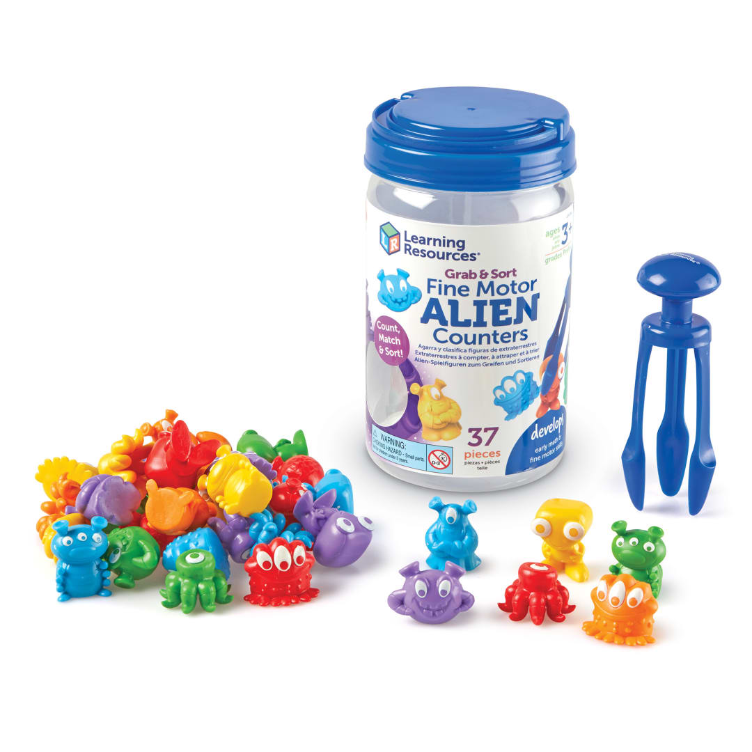 Grab & Sort Fine Motor Alien Counters