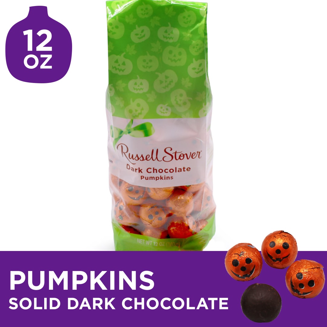 RUSSELL STOVER Halloween Solid Dark Chocolate Pumpkins, 12 oz Bag