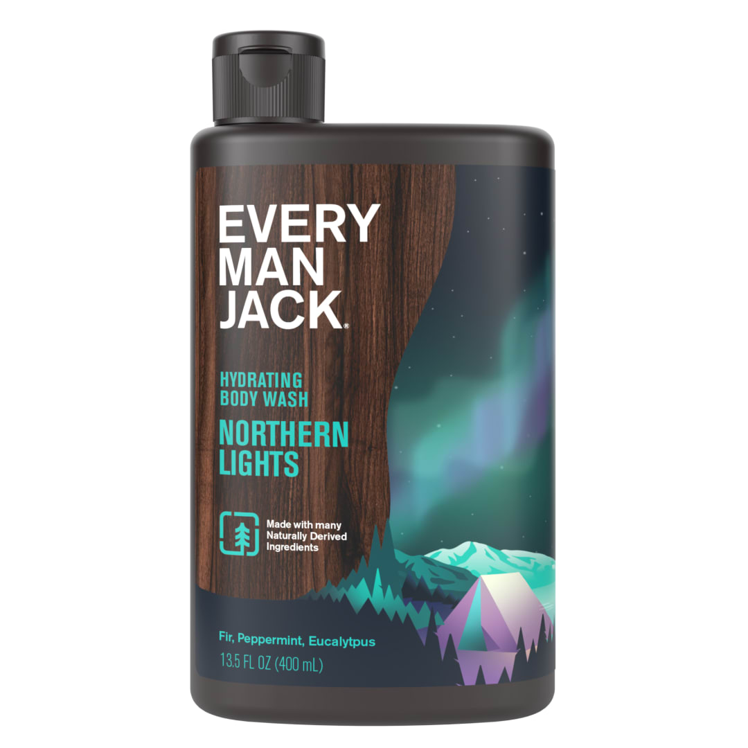 Every Man Jack Hydrating Body Wash - Winter Scents for the Holidays - Northern Lights - Deeply Clean with Glycerin + Naturally Derived Ingredients - 13.5 oz