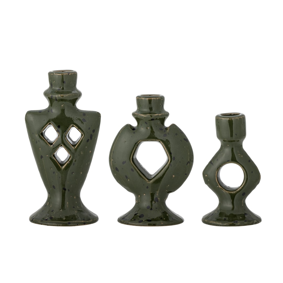 82072877 - Weio Candle Holder, Green, Stoneware STOCK: 300