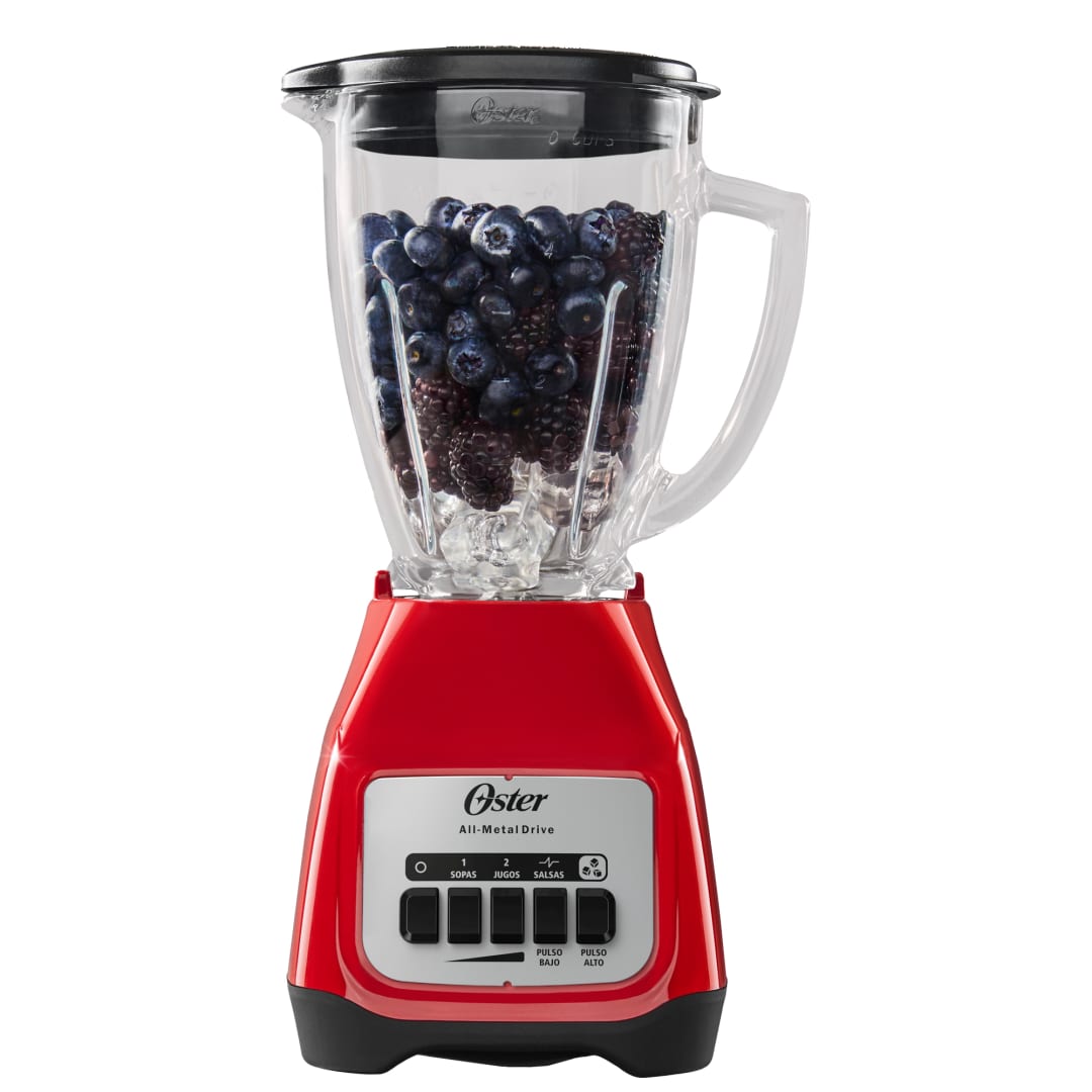 Oster® Licuadora, de 2 Velocidades más Pulso, Vaso de Vidrio Boroclass®, 1.5 L, 800 W, Roja, BLSTKAG-RPB