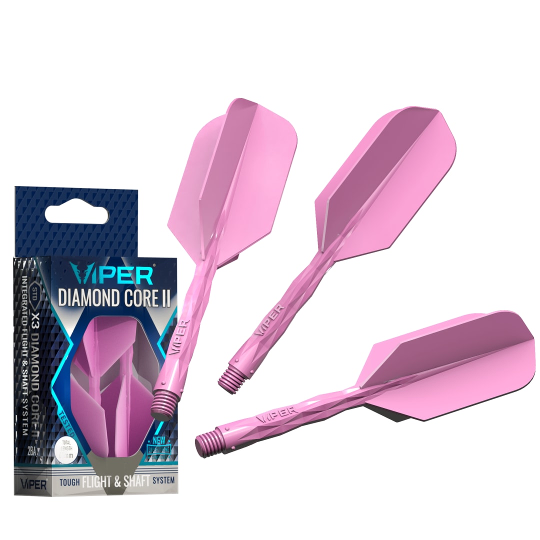 Viper Diamond Core II Integrated Dart Flight & Shaft System - Medium Shaft, Slim Flight - Neon Pink