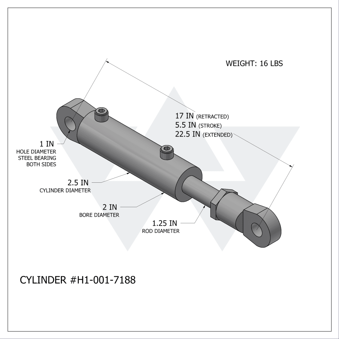 Wastebuilt® Replacement for Heil Gripper Arm Cylinder (2" X 1.25" X 5.5")