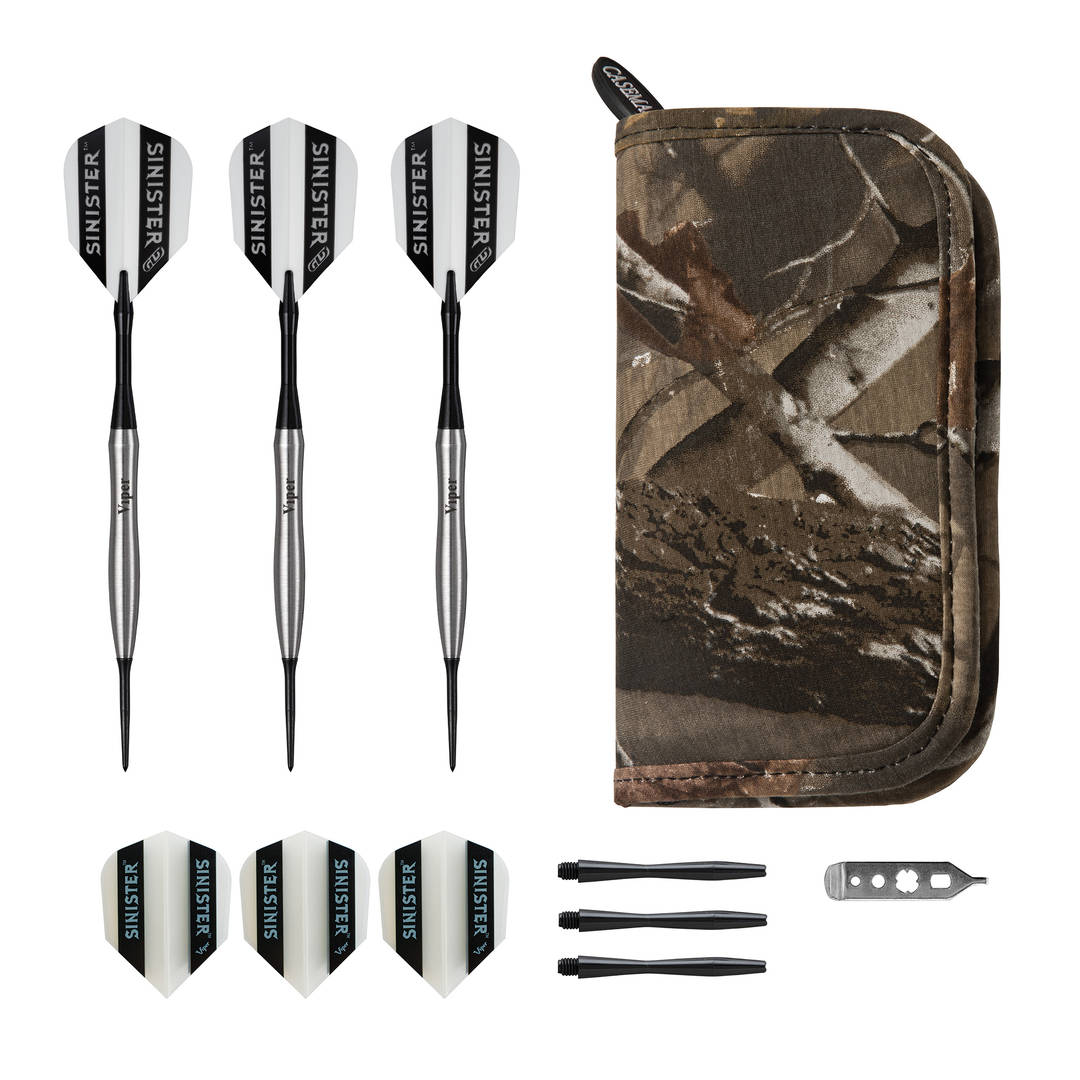 Viper Sinister 95% Tungsten 24 Gram Steel Tip Darts & Casemaster Deluxe Realtree Dart Case