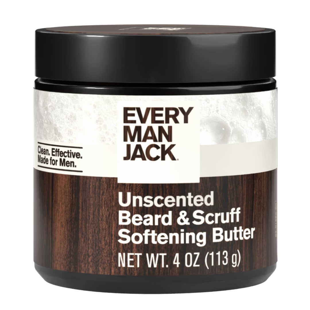 Every Man Jack Unscented Beard Butter - Fragrance Free for Sensitive Skin - Rejuvenates, Hydrates, and Styles Dry, Unruly Beards - Naturally Derived with Shea Butter and Coconut Oil - 4oz
