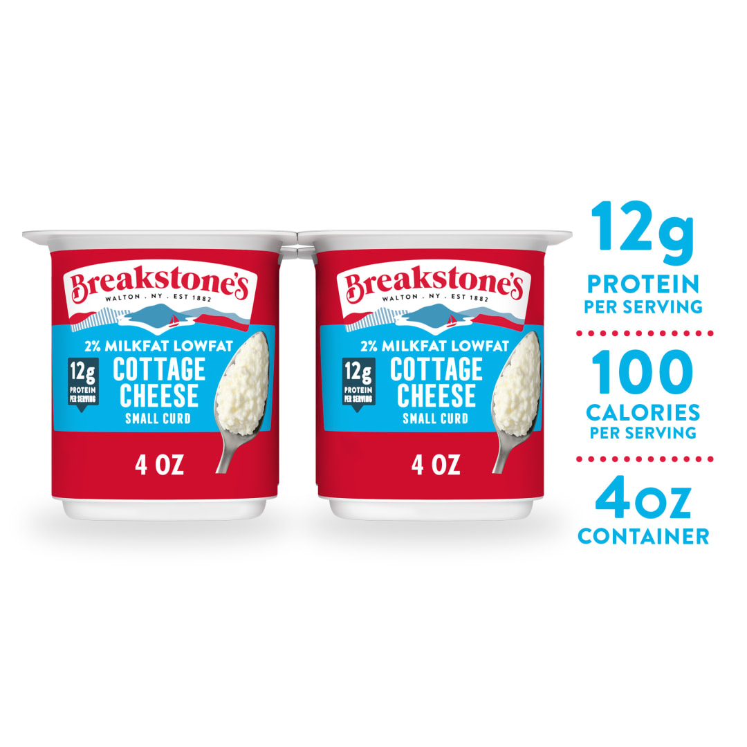 Breakstone's Lowfat Cottage Cheese, 2% Milkfat, Small Curd, 4 oz Cups, 4 Ct