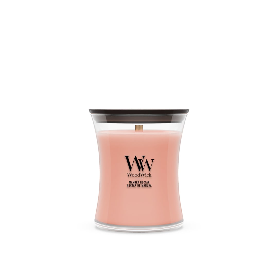 WoodWick Vela perfumada | Vela de tamaño mediano en forma de reloj de arena | Manuka Nectar | Regalos perfectos para mujeres