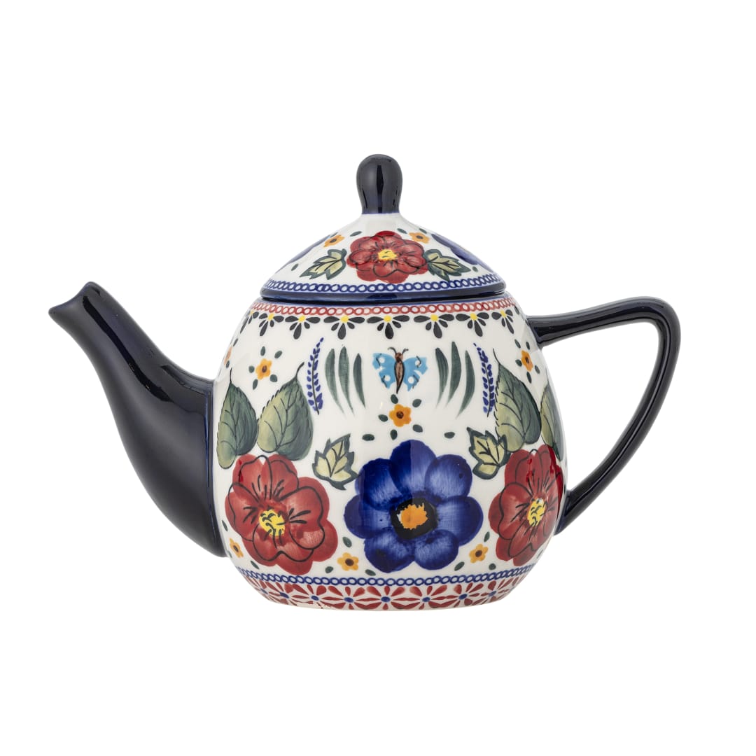 82072583 - Florist Teapot w/Teastrainer, Multi, Stoneware STOCK: 263
