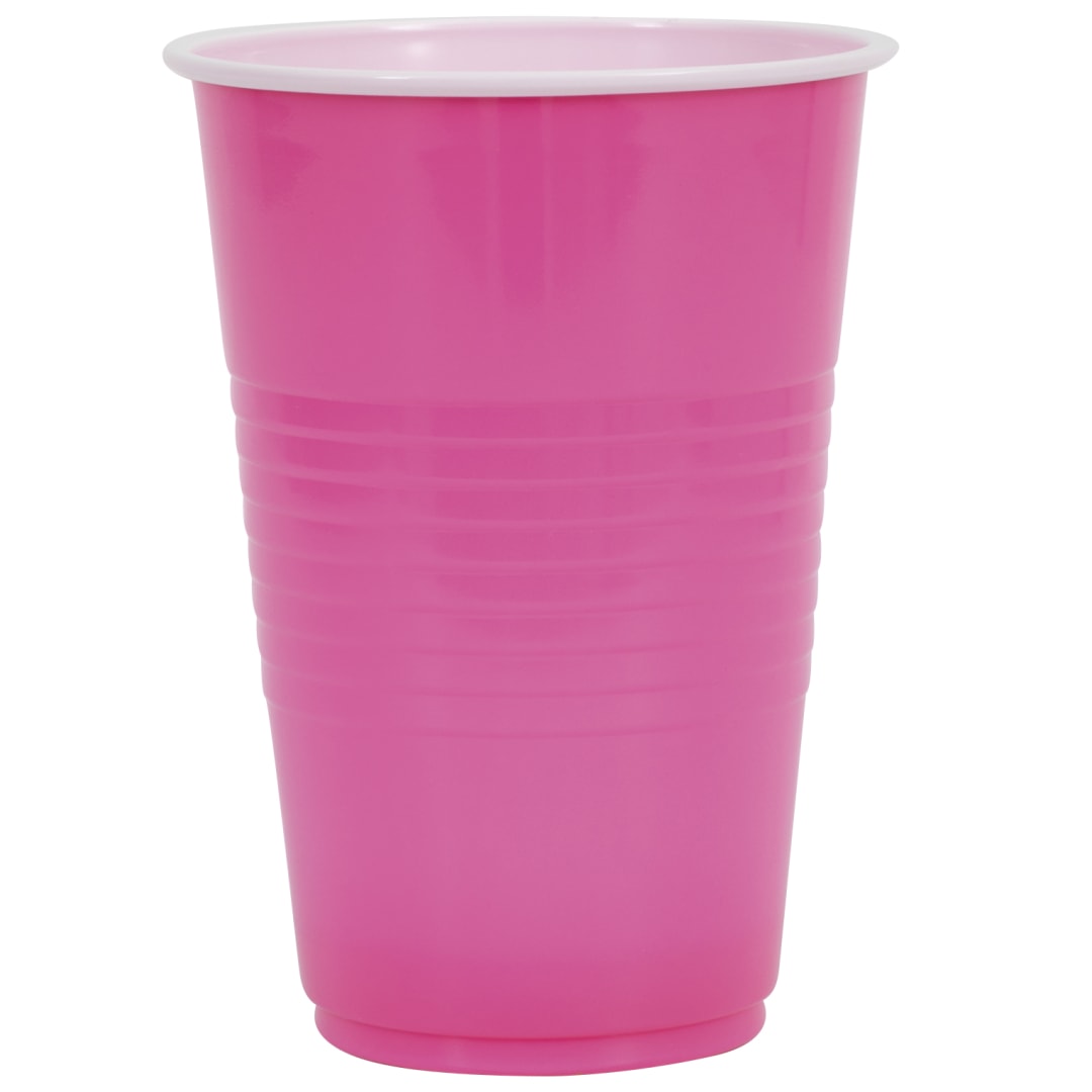 Hot Pink Solid 16oz Plastic Party Cups, 50ct