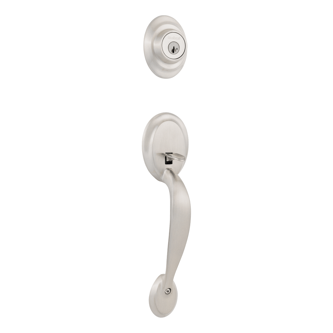 Dakota Exterior Handleset without Interior Pack in Satin Nickel featuring SmartKey Security