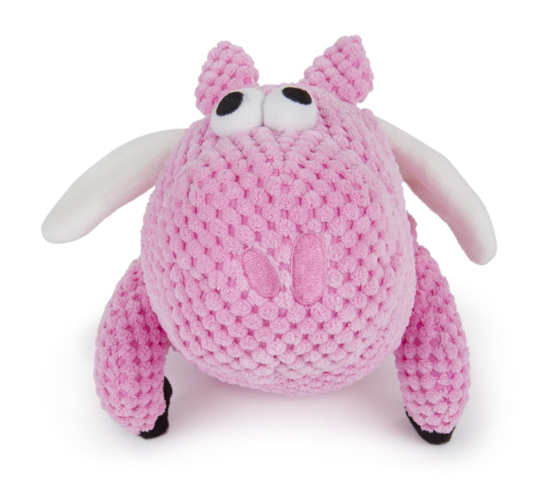 goDog Checkers Flying Pig Squeaker Dog Toy, Chew Resistant, Durable Plush, Soft, Tough, Reinforced Seams, Pink, Large