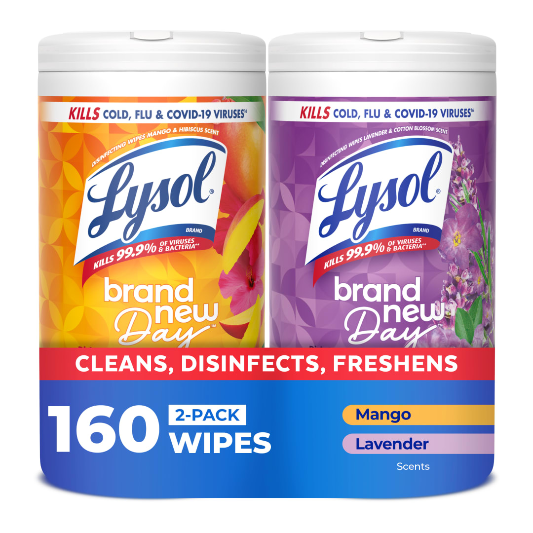 LYSOL® Disinfecting Wipes - (1 Brand New Day™ Lavender & Cotton Blossom + 1 Brand New Day™ Mango & Hibiscus) 3/(2x80) ct.