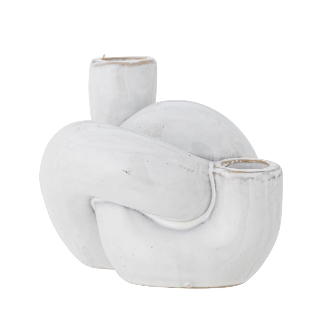 82060400 - Haydn Candle Holder, White, Stoneware STOCK: 300