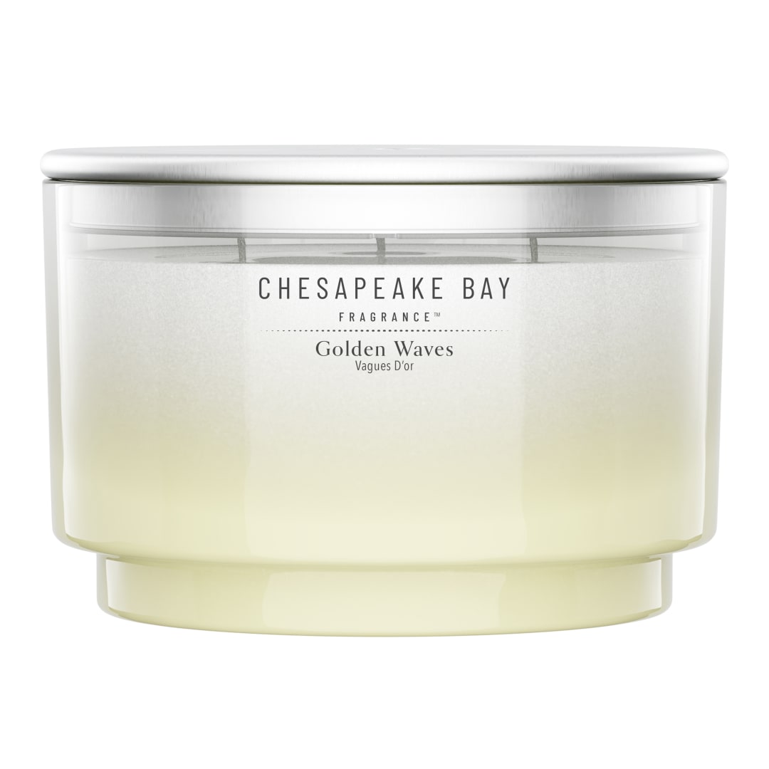 Chesapeake Bay Vela perfumada | Vela de 3 mechas | Golden Waves | Regalos perfectos para mujeres