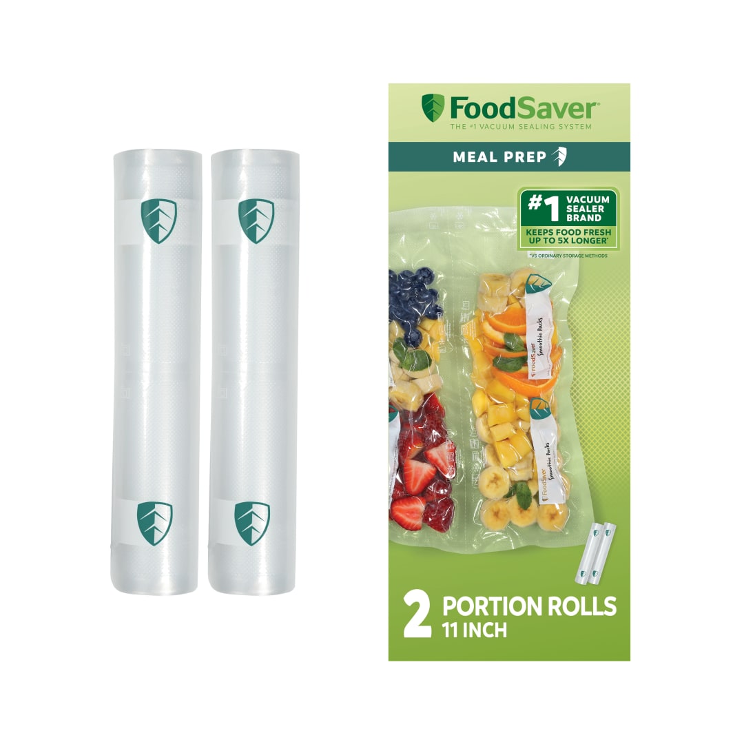 Rouleaux de sacs de préparation des repas pour scelleuse FoodSaver, paquet de 2, rouleaux de 28 cm x 3,8 m, sacs sans BPA pour le rangement