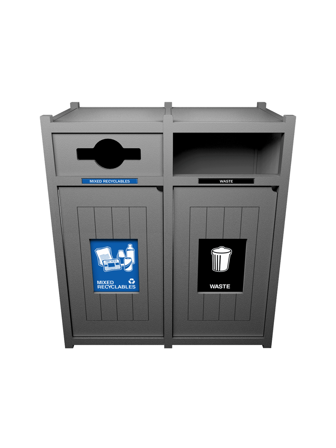  VISION - Double - Unit - Mixed Recyclables-Waste - Mixed-Full - Grey
