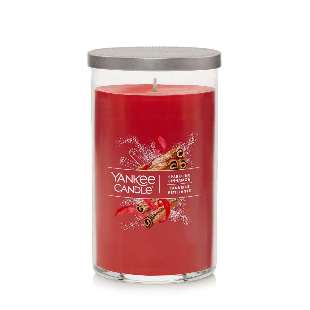Bougie parfumée Yankee Candle Signature, cannelle pétillante, bougie pilier format moyen