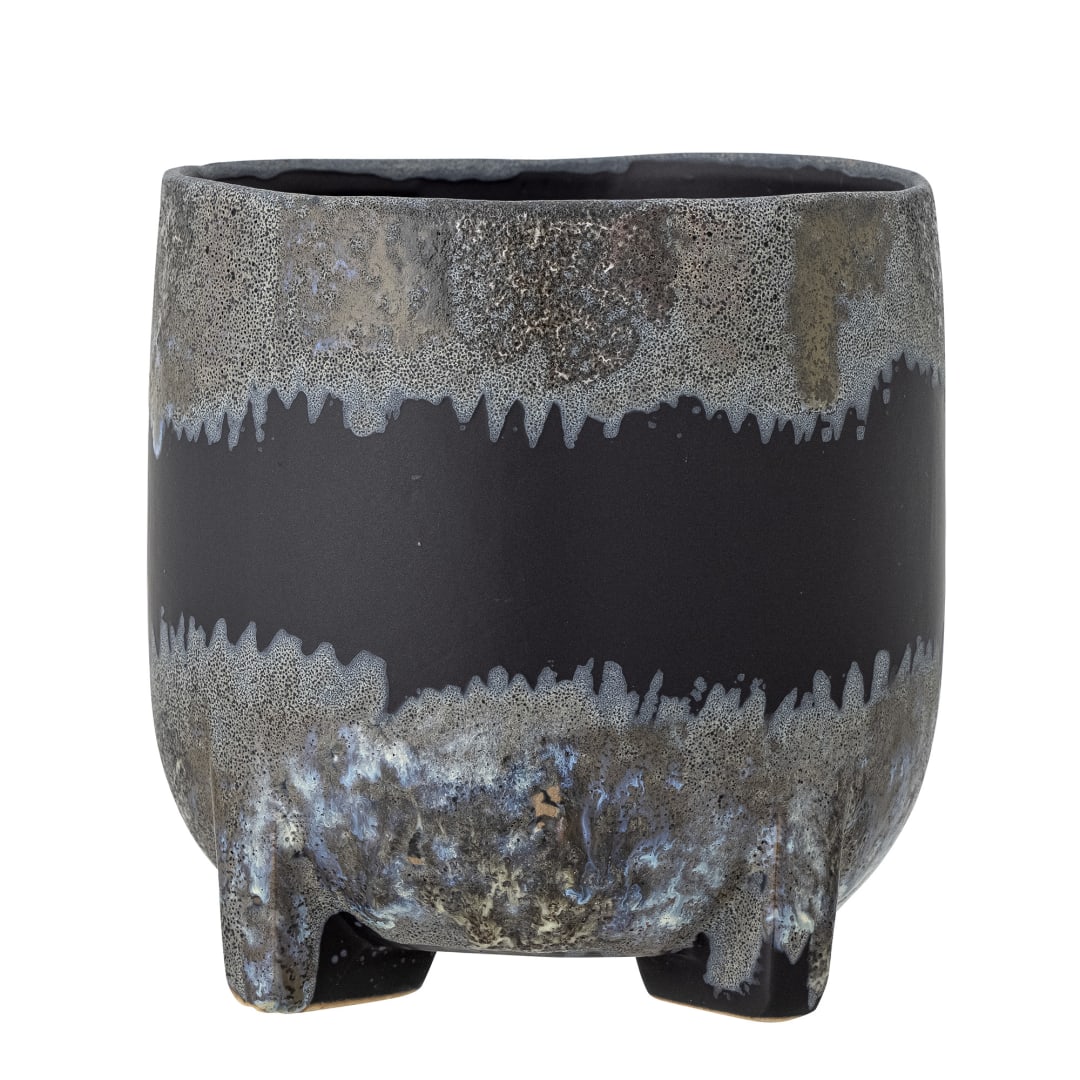 82056977 - Nasru Flowerpot, Black, Stoneware STOCK: 45