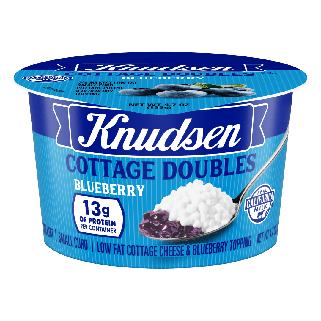 Knudsen's Cottage Cheese Doubles With Blueberry, Lowfat 2% Milkfat, 4.7 oz Cup, 13 g of Protein Per Serving