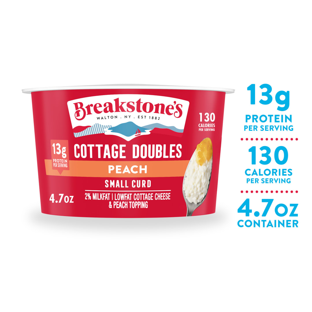 Breakstone's Cottage Cheese Doubles with Peach, Lowfat 2% Milkfat, 4.7 oz Cup
