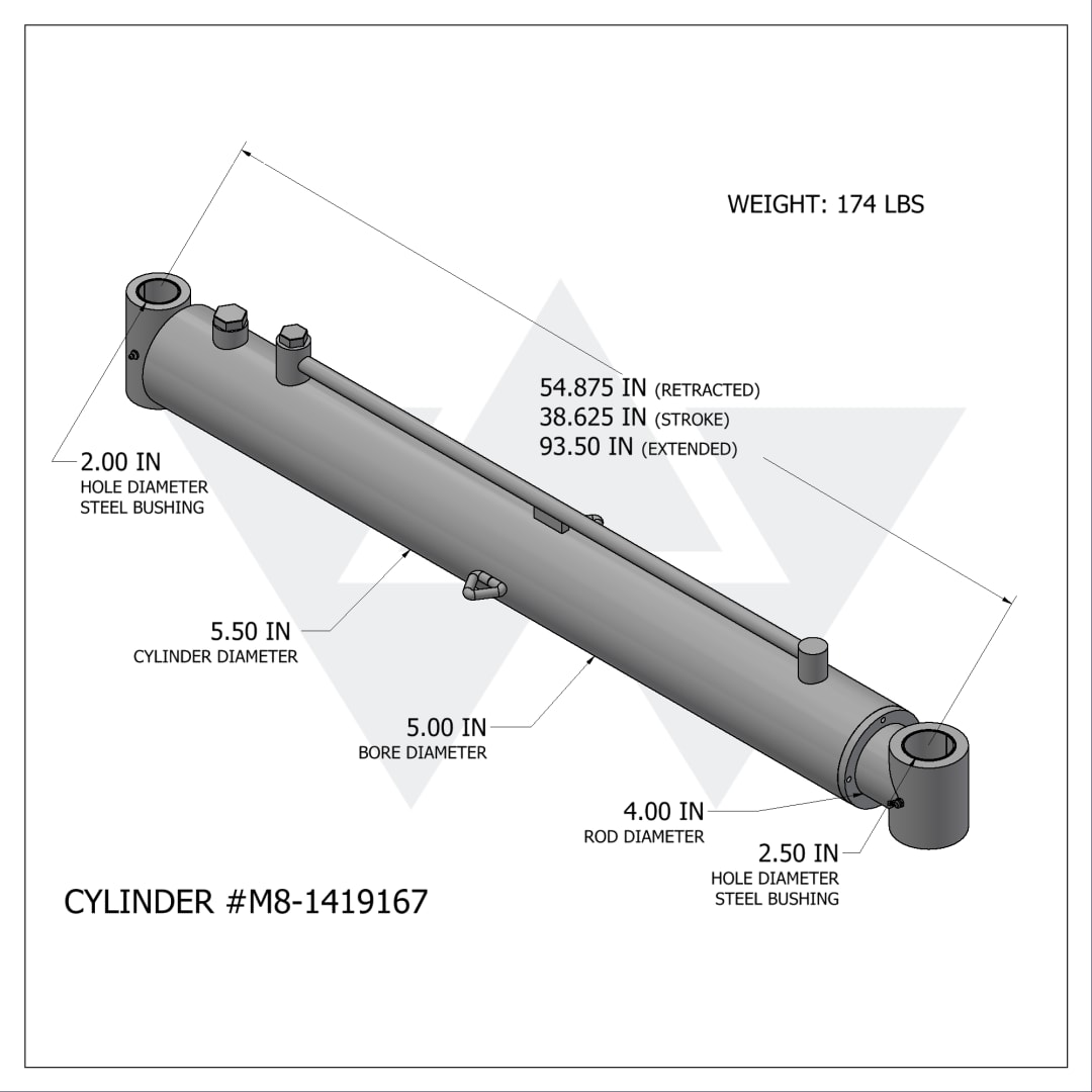 Wastebuilt® Replacement for McNeilus Heavy Duty Slide Cylinder (5" X 4" X 38.625")